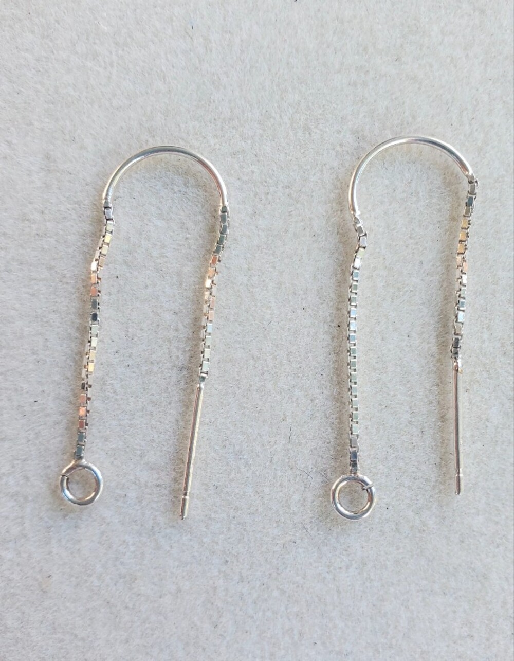 Sterling Silver Threader Box-Chain Earrings - Picture 4 of 7